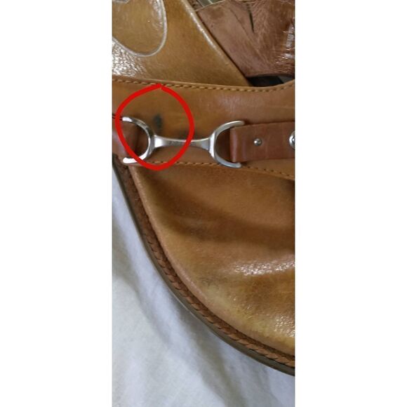 ARIAT Sandals Brown Slip On with Silver Clasps Size 6B Leather - Picture 3 of 7